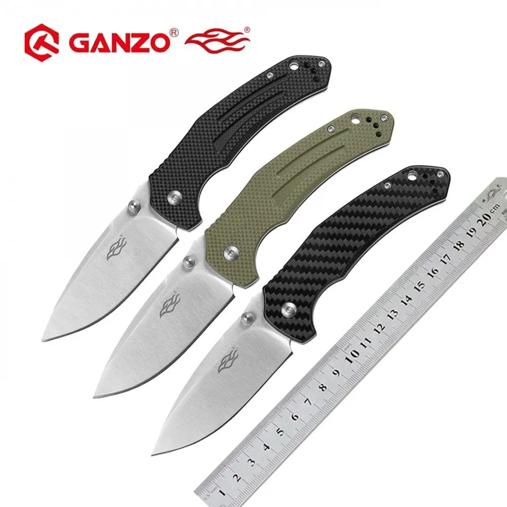 Baratos 58 60vc Ganzo F7611 440C G10 o mango de fibra de carbono cuchillo plegable de supervivencia herramienta de Camping cuchillo de bolsillo táctico herramienta para exteriores EDC