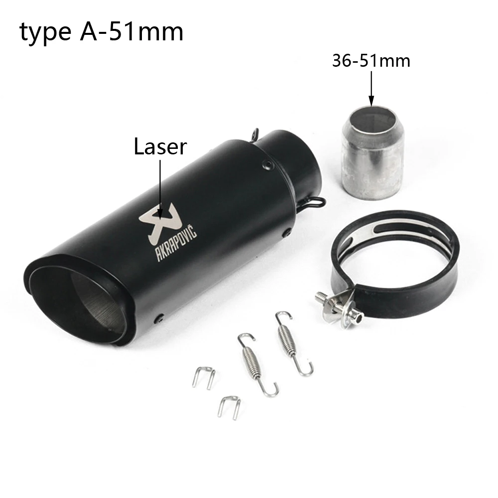250 мм мотоцикл Akrapovic выхлопная труба Модифицированная Escape Dirt Bike ATV мотоцикл глушитель для KAWASAKI ER6N Ninja 400 CBR1000RR R6 - Цвет: type A-51mm