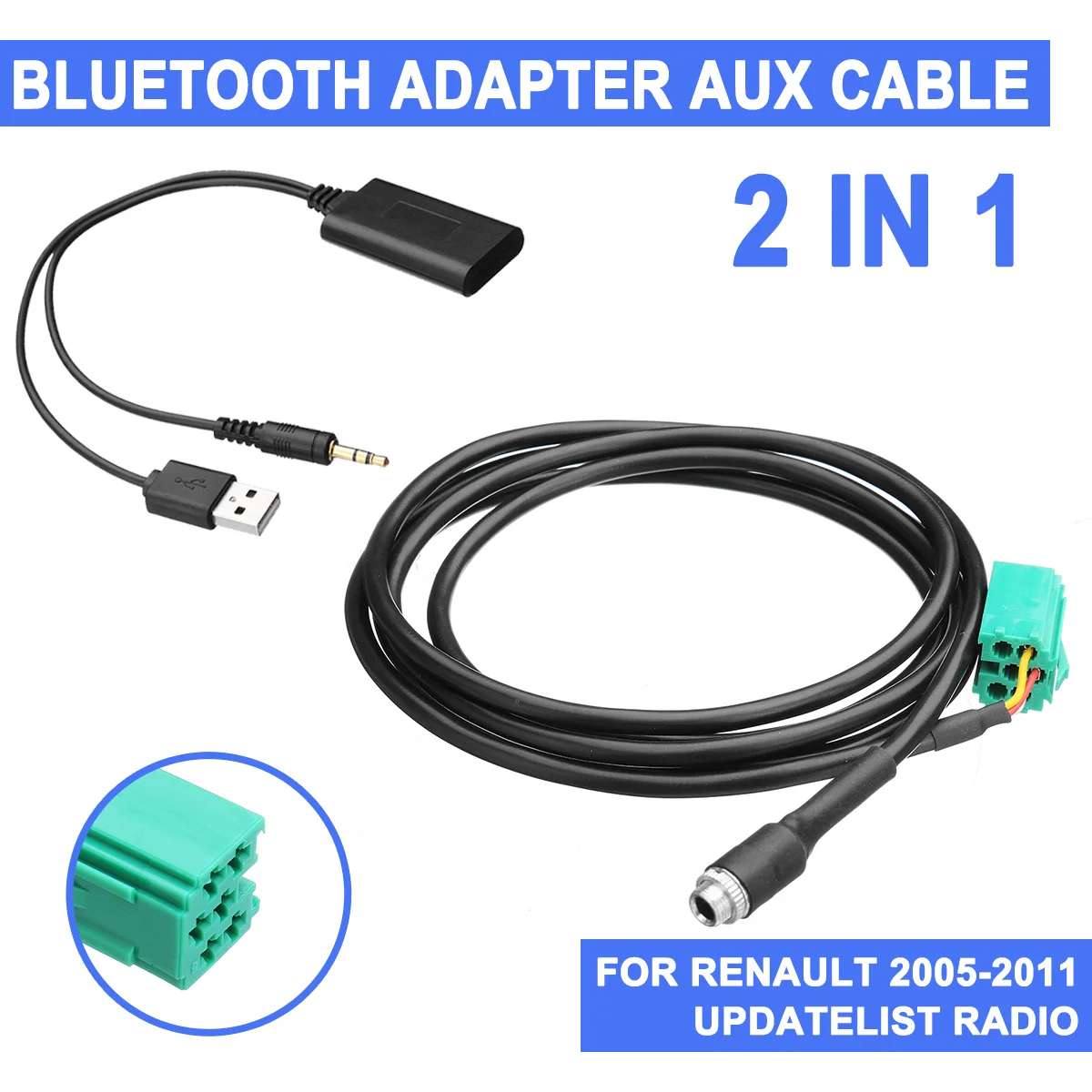 2 в 1 для Renault 2005 2011 беспроводной bluetooth приемник автомобильный стерео USB/AUX аудио AUX