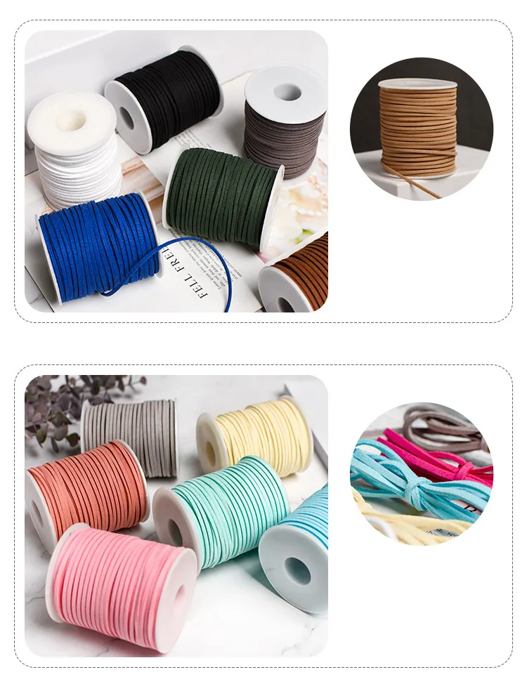 Flat Faux Suede Braided Cord Leather Korean Velvet Leather Belt for Handmade Bracelet Jewelry Making DIY 2.6MM 5yards