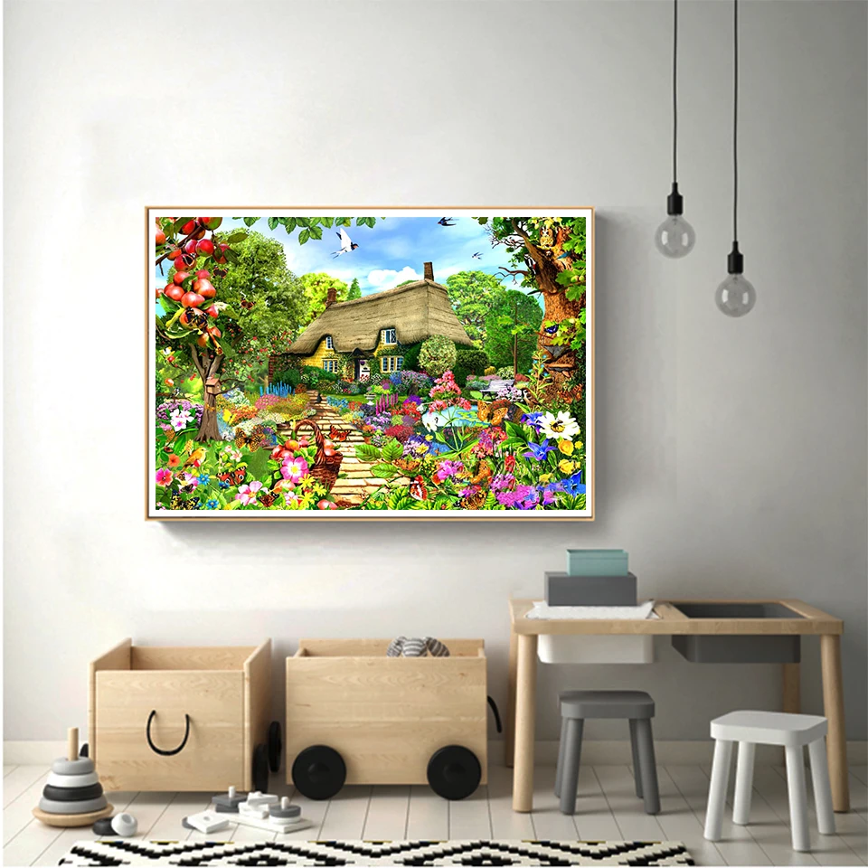 5D DIY Diamond Painting Landscape Full Square/Round House Diamond Embroidery Rhinestone Art Picture Mosaic Home Decoration Gift