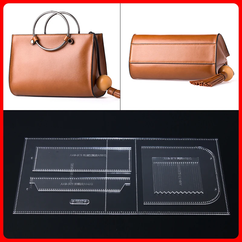 

1 set Square bag drawing paper grid DIY hand leather Single Shoulder Messenger Bag acrylic pattern drawing special pattern templ