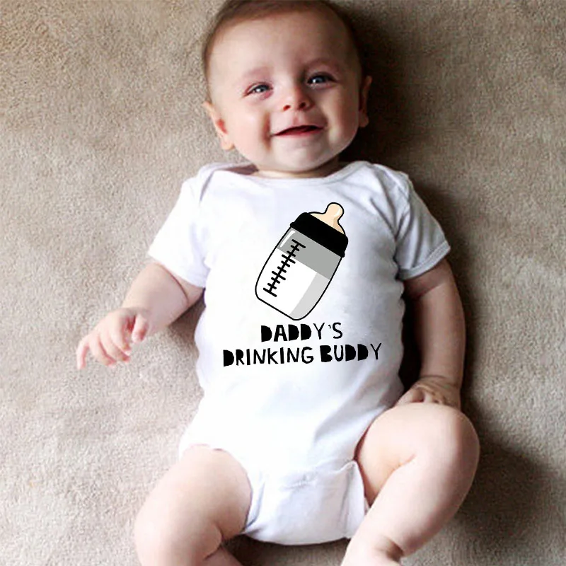 

Cotton Newborn Infant Baby Boy Girls Bodysuit Daddy's Drinking Buddy Funny Print Jumpsuit Summer Fashion Baby Onesie 0-24M