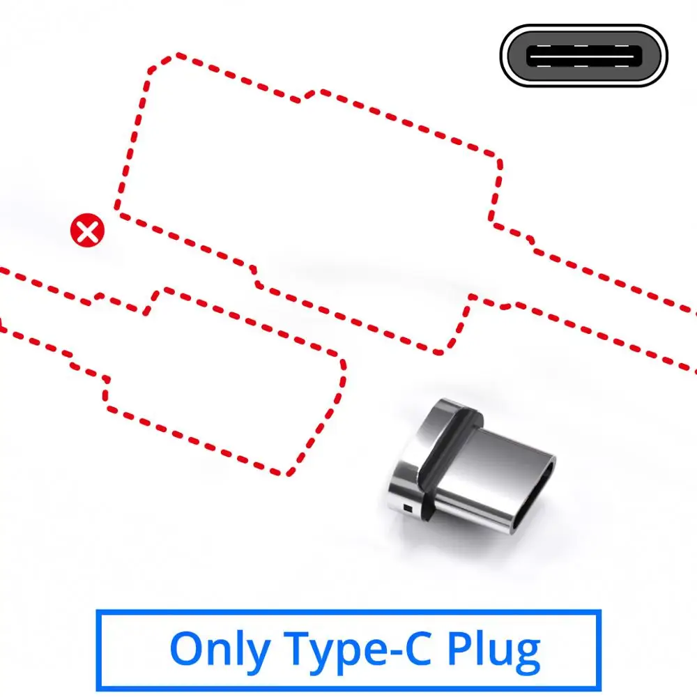 Ankndo Магнитный Micro usb type C кабель для быстрой зарядки светодиодный магнитный кабель для синхронизации данных для мобильных телефонов Android - Цвет: only usb c plug