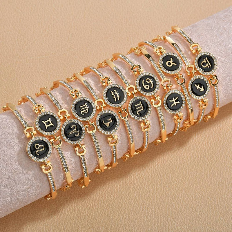 

YADA Gifts ins 12 Constellation Bracelets&Bangles For Women Stainless Steel Bracelets Crystal Vintage pulseira Bracelet BT200369