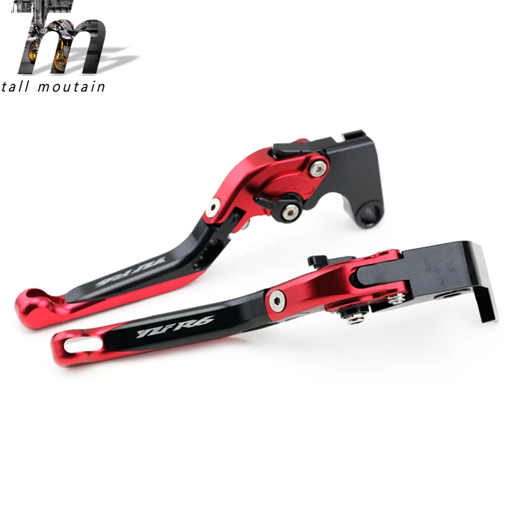 Тормозной рычаг сцепления для YAMAHA YZFR6 YZF-R6 1999-2004 красный+ черный аксессуары для мотоциклов Регулируемый складной выдвижной логотип YZF R6