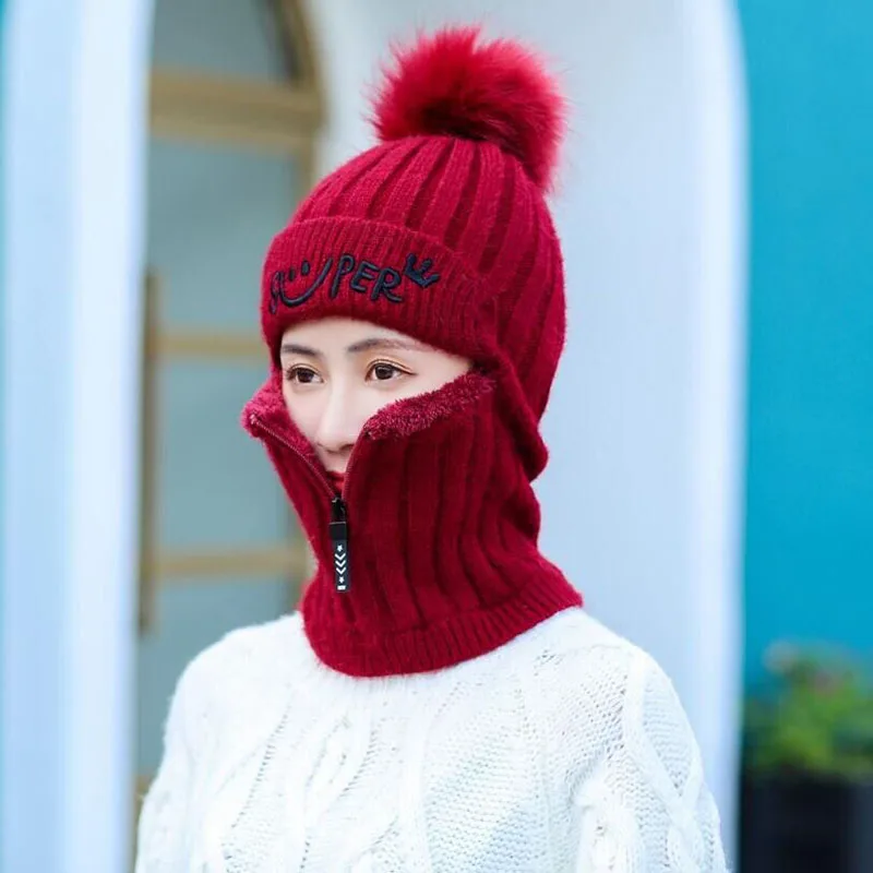 SUOGRY вязаная шерстяная шапочка шапка лыжный костюм женская шапка ветрозащитная зимняя уличная вязаная теплая Толстая сиамский шарф воротник теплая шапка подарок