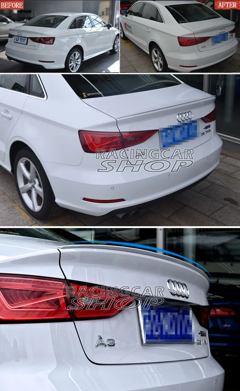 Неокрашенный S S3 Стиль ABS багажник спойлер для AUDI A3 4 Двери Седан - Цена: 