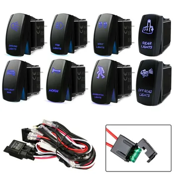 

12V 5 Pins Rocker Switch LED Work Light Bar Illuminated With Relay Wiring Harness Kit For Car Motorcycle Bus Ship RV Trailer