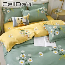 Ensemble de literie 3 ou 4 pièces, fleurs de marguerite romantiques et fraîches, draps de lit, tissus confortables et magnifiques à la mode, 3/4 pièces 