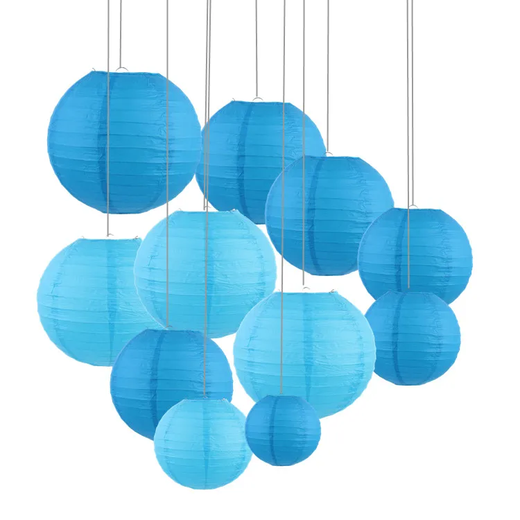 20 pcs 6&quot-12&quot Blue Paper Lanterns Chinese Japanese Assorted Sizes &amp Colors lamp for Wedding Party Hanging Outdoor Diy Decor | Дом и