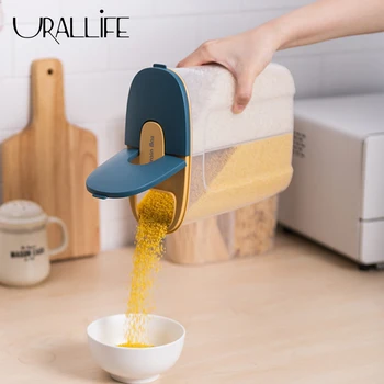 

Urallife Grain Storage Box 2.5L PP Food Storage Bucket Kitchen Nuts Noddles Flours Container With Pour Lid Storage Bottle Tanks