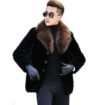 

Men's Winter Jacket Real Sheep Shearling Fur Coat Men Clothes 2020 Raccoon Fur Collar Warm Jackets Plus Size DXL1642 MY1708