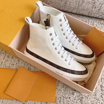 

High Top Women Snekers Luxury Design Lace Up Women Casual Shoes WhIte Genuine Leather Outfit Loafers женские босоножки Shoes 39