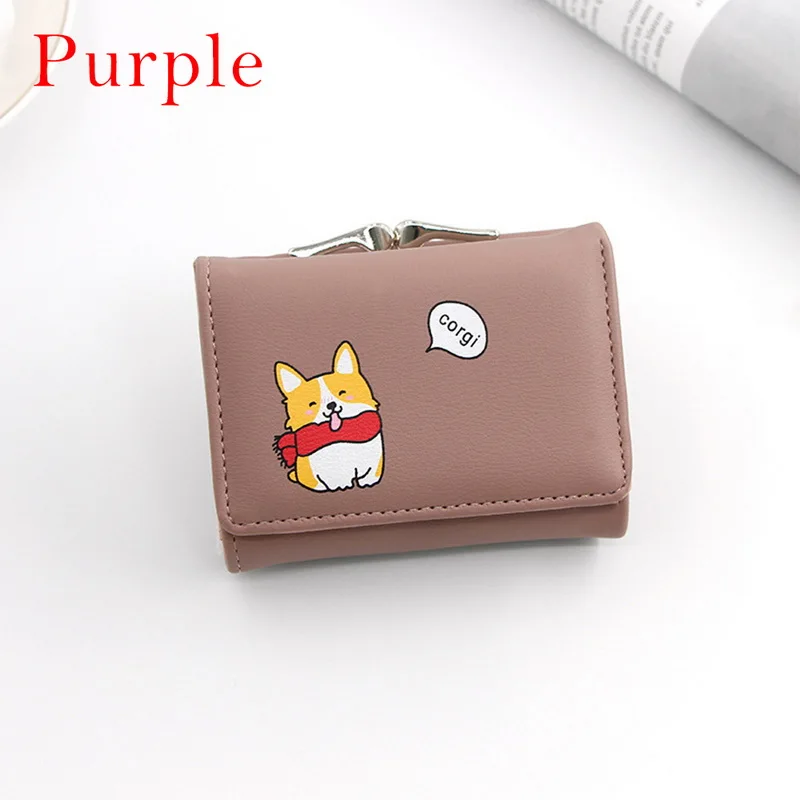 Новинка, милый дизайнерский кошелек Corgi Doge, женские кошельки из искусственной кожи, женские короткие кошельки для денег с карманом для монет, новинка, Cartera Mujer