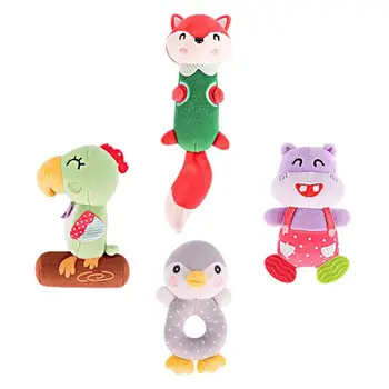 

4pcs Baby Hand Ring Bell Rattle Doll Mobile Infant Teether Educational Toys Cartoon Baby Infant Toddler Rattles Toy