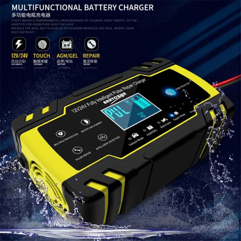 Carregador de Bateria de Carro Reparação de Pulso Carregadores de Chumbo Lcd Touch Screen Automático Inteligente Ácido Agm Gel Molhado Bateria-carregador 12 - 24 v 8a - Image 4