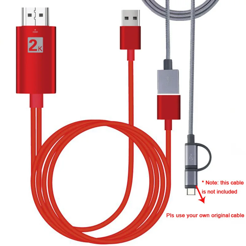 Micro usb type C iOS Телефон к HDMI ТВ кабель 2K видео адаптер для huawei P20 P30 Pro mate 20 для samsung S8 Note 8 9 10 Android