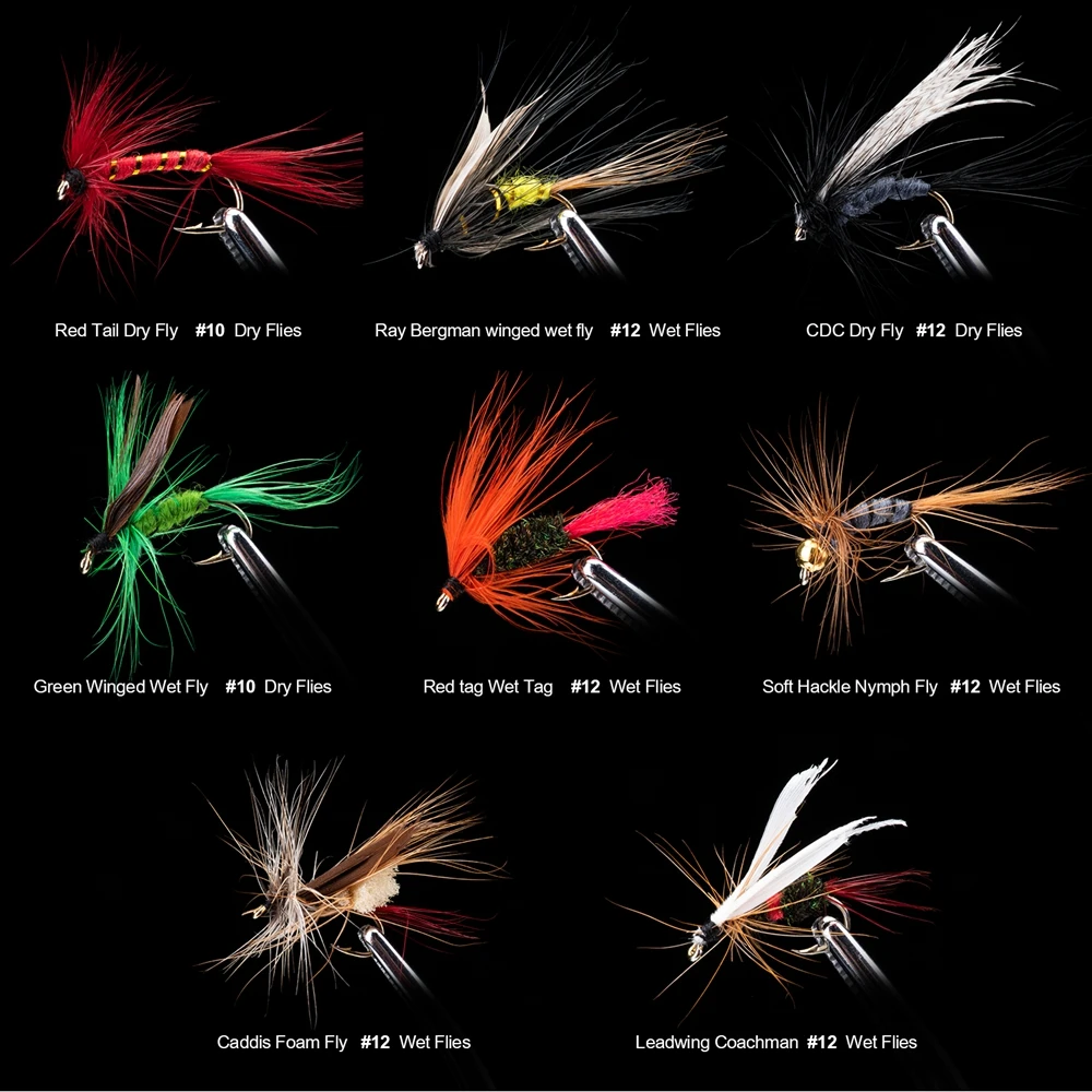 Goture 100pcs Fly Fishing Lure Kit Dry Wet Flies Nymph Streamers Set Trout  Pike Baits With Retail Lures Box