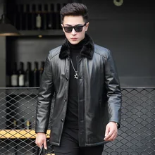 019 autumn and winter new fur coat men's leather mink liner suede skin