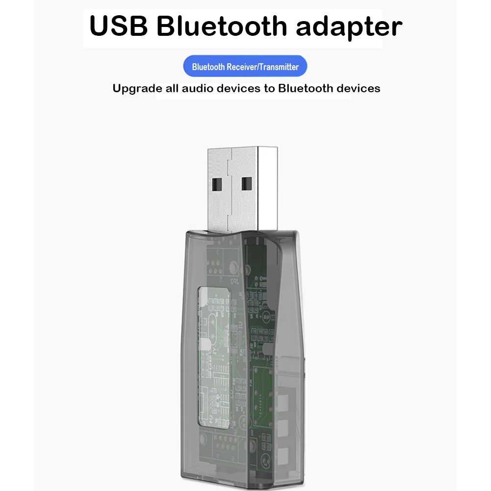 

Transparent Universal USB Bluetooth Transmitter Receiver 2-In-1 Bluetooth 5.0 TV Computer Wireless Audio Bluetooth Adapter