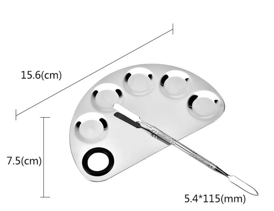 Палитра для макияжа шпатель из нержавеющей стали для штамповки ногтей пластины Гель-лак смешивание шпатель основа тени для век стержень маникюр - Цвет: Big Semicircle