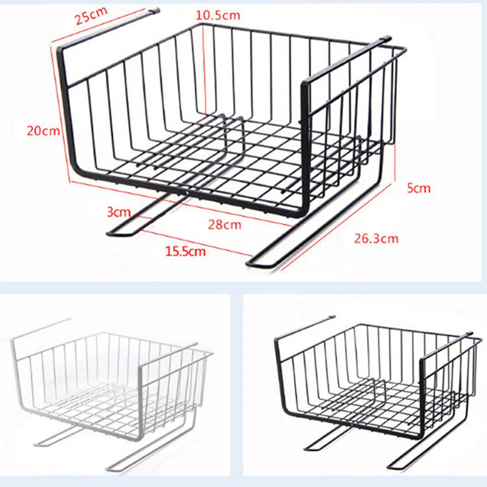 HOT Storage Basket Rack Under Shelf Cabinet Wire Organizer Holder for Kitchen Pantry Desk TI99