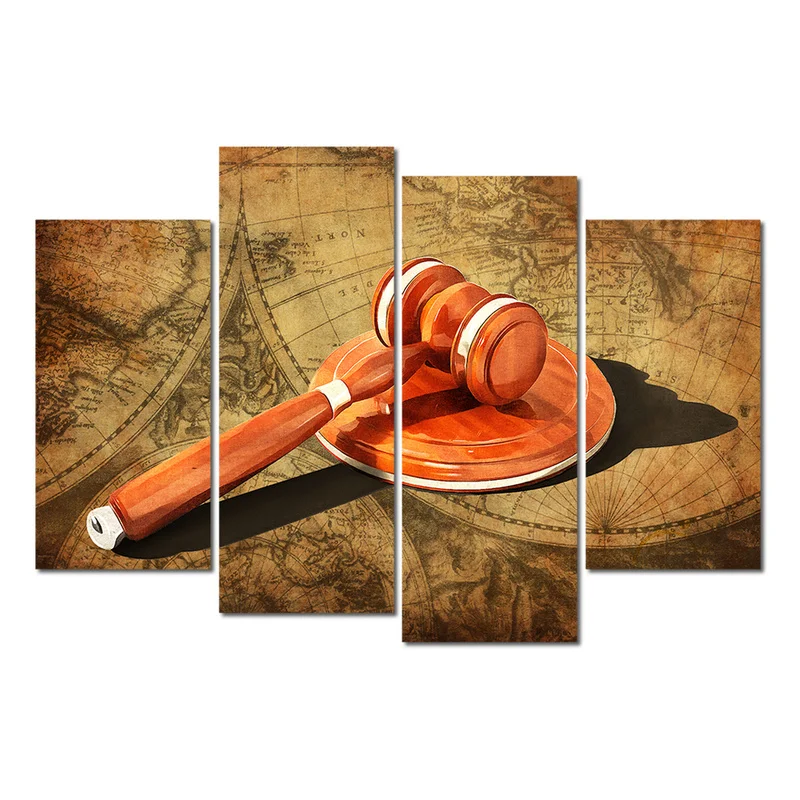 Декор для офиса права Молот справедливости Художественная печать на винтажной