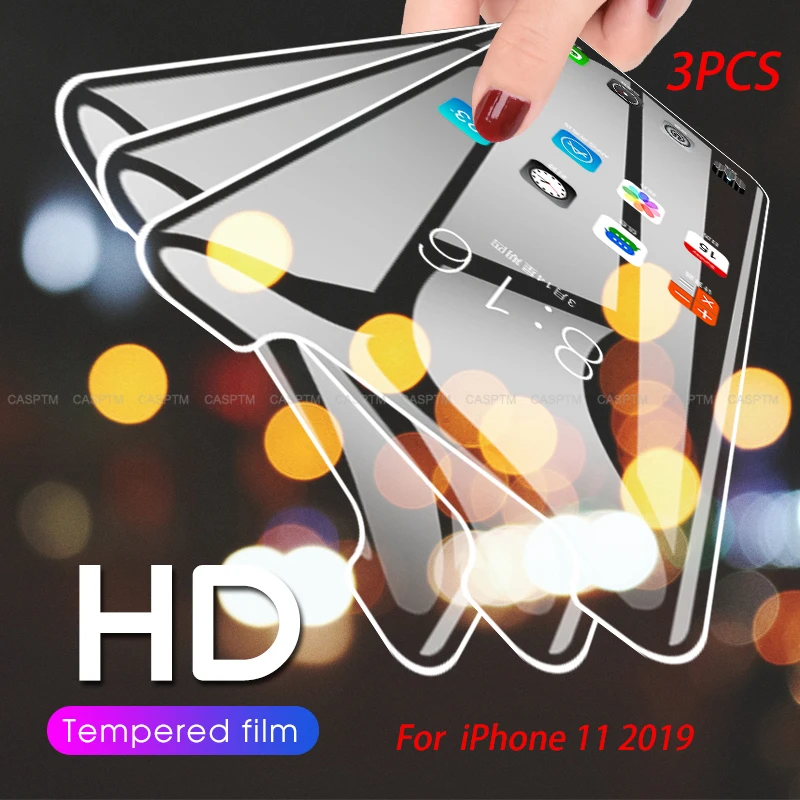 

3PCS Protective Tempered Glass for iPhone 6 6S 7 8 Plus 10 X XR XS MAX XS Screen Protector for iPhone 11 2019 XI XIR XI MAX New