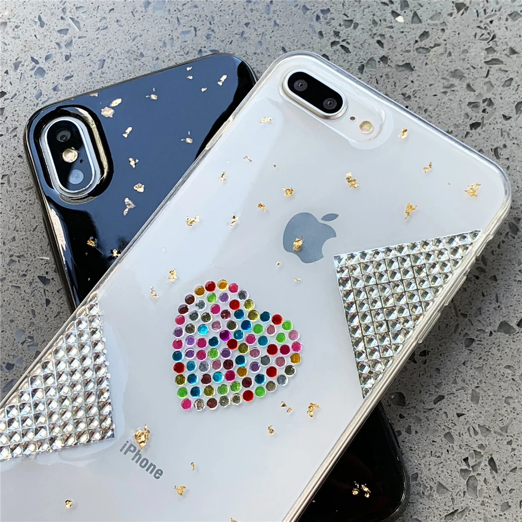 

Luxury Epoxy transparent edge Phone Case For iPhone X 7 plus XR 8 Plus shockproof Back Cover For iPhonr XS 11 Pro Max 6 6s Case