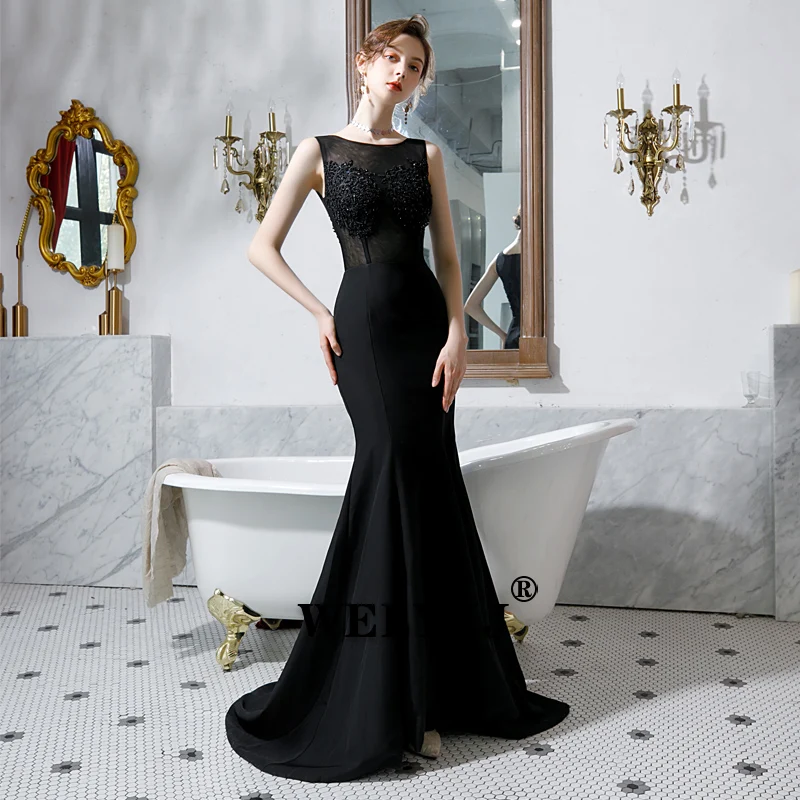 

Formal Evening Dresses 2019 Ever Pretty New black Lace Appliques Tulle Long Party Gowns Robe Soiree Sexy Mermaid in Evening