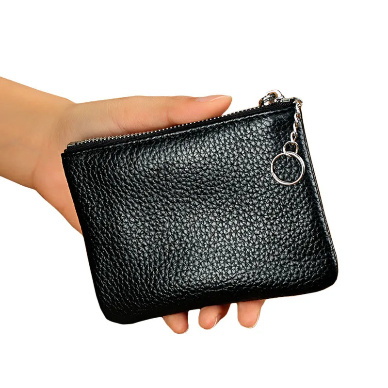 

Women Men Real Cowhide Genuine Leather Coin Purse / Key Wallet 2018 Brand Designer Zipper Mini Credit Card Holder Short Small