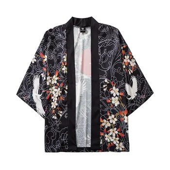 

The most handsome shirt! Summer Japanese Five Point Sleeves Kimono Mens And Womens Cloak Jacke Top Blouse рубашка Purchasing