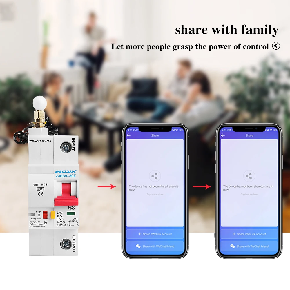 1P 40A WiFi умный выключатель защита от перегрузки и короткого замыкания для Amazon Alexa