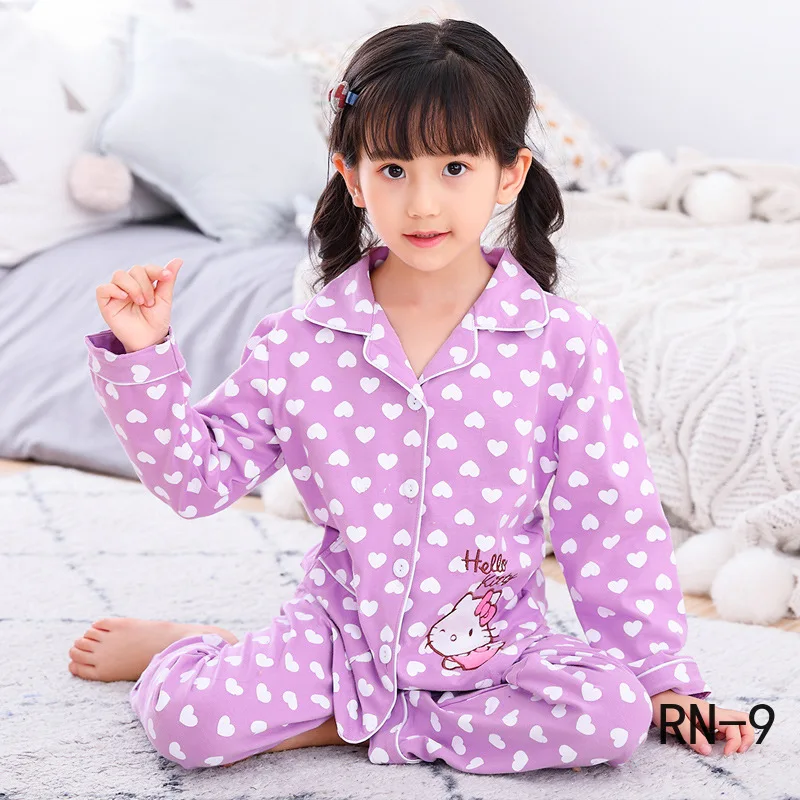 RN-9-осенний кардиган, тонкий Детский костюм Новинка года, милая хлопковая домашняя одежда в Корейском стиле для мальчиков и девочек, весенний детский пижамный комплект с длинными рукавами