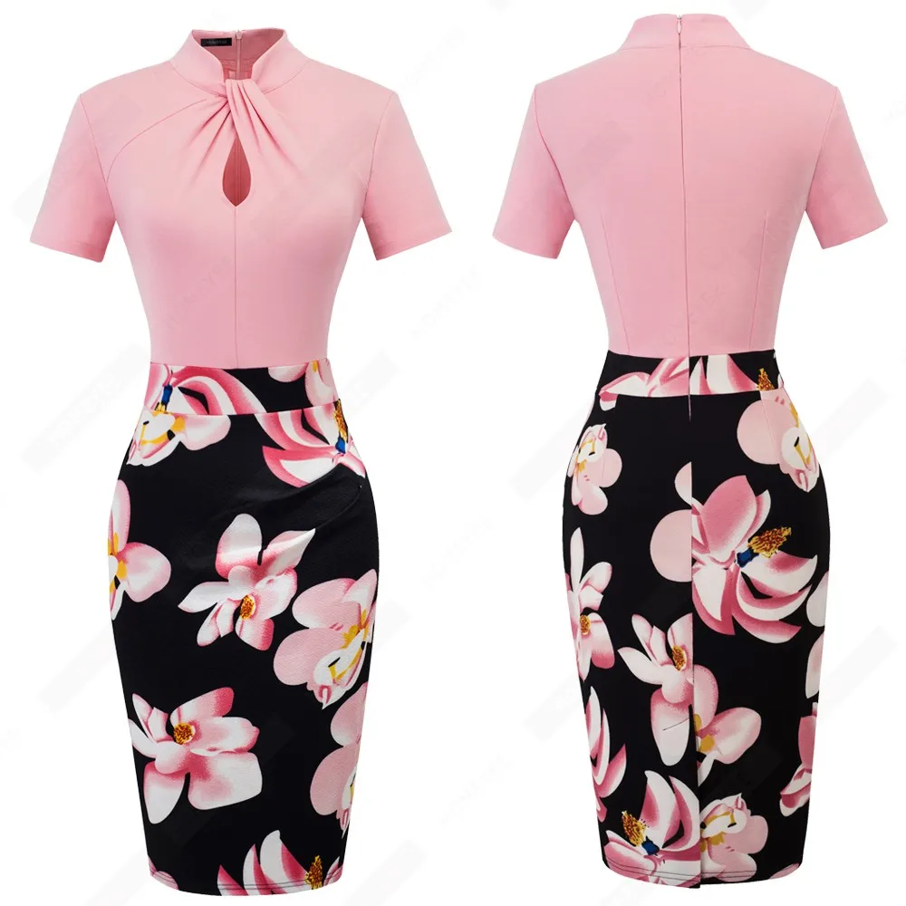 Drapped Contrasting Pencil Dress