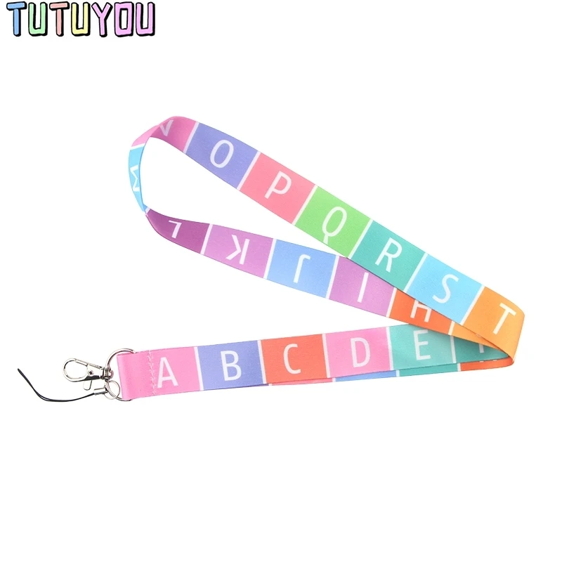 PC500 20 шт./лот 26 Английских Букв Lanyards Id Бейдж держатель Брелок ID Card Pass тренажерный зал мобильный бейдж держатель ремешок