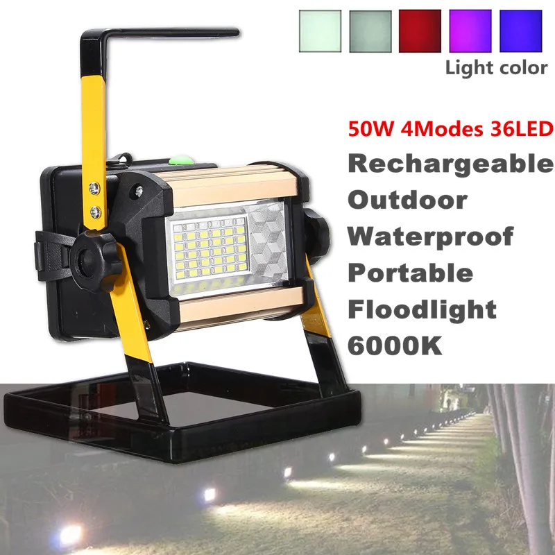 

36 LED Floodlights Rechargeable 4 Modes LED Flood Lights Spot Camping Portable Outdoor Flashing Lamp EU/US plug 2400LM
