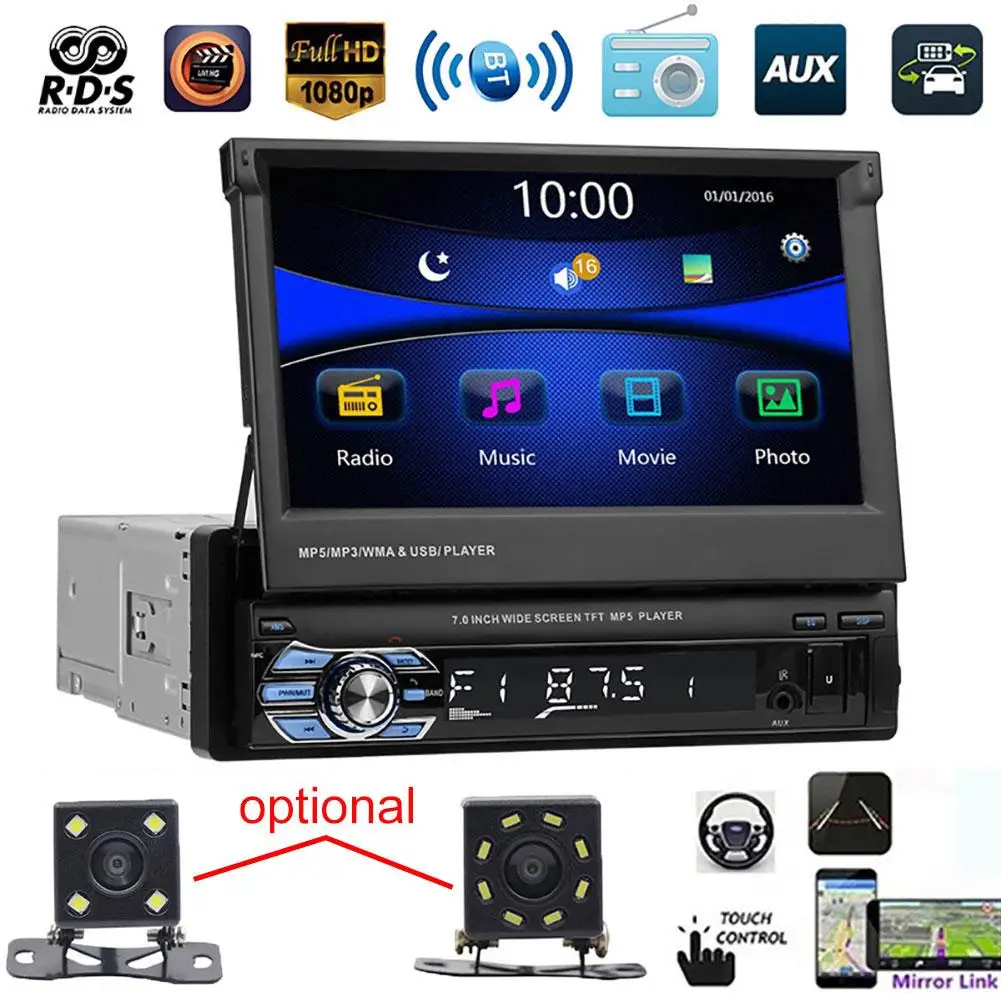 

bluetooth coche Car Radios 9601 7 Inch Bluetooth Car FM Radio Audio Video MP5 Player with Rearview Camera  