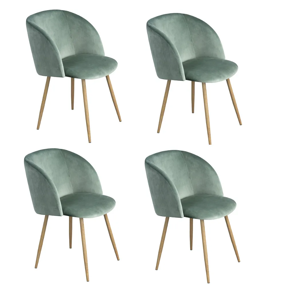 

Dining Chairs Velvet Armchairs Set of 4 Modern Metal Legs Padded Seat Dining Room Living Bedroom Dressing Makeup Salon Salle