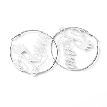 Custom Name with Crown Big Circle Earrings Silver Gold 1 Pair Stainless Steel Personalized Big Nameplate Handmade Party Gifts