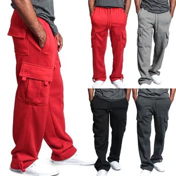 

Men Cargo Pockets Sweat Pants Casual Loose Trousers Solid Color Soft for Sports Pants Hip hop Trend Pants hh88
