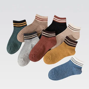 

4 Pairs Funny Cute Japanese High School Girls Cotton Loose Striped Crew Socks Colorful Women Harajuku Retro Sox New Arrivals