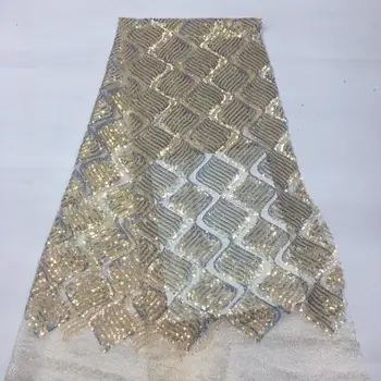 

5yards/bag Sequin embroidery ripple pattern fashion new fabric used in wedding dress design XX521#