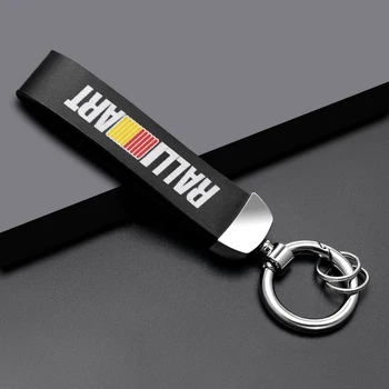 

For Mitsubishi RALLI ART ASX Lancer 10 Pajero Outlander L200 EVO Car Styling metal+Leather RALLIART Emblem Key Chain Ring