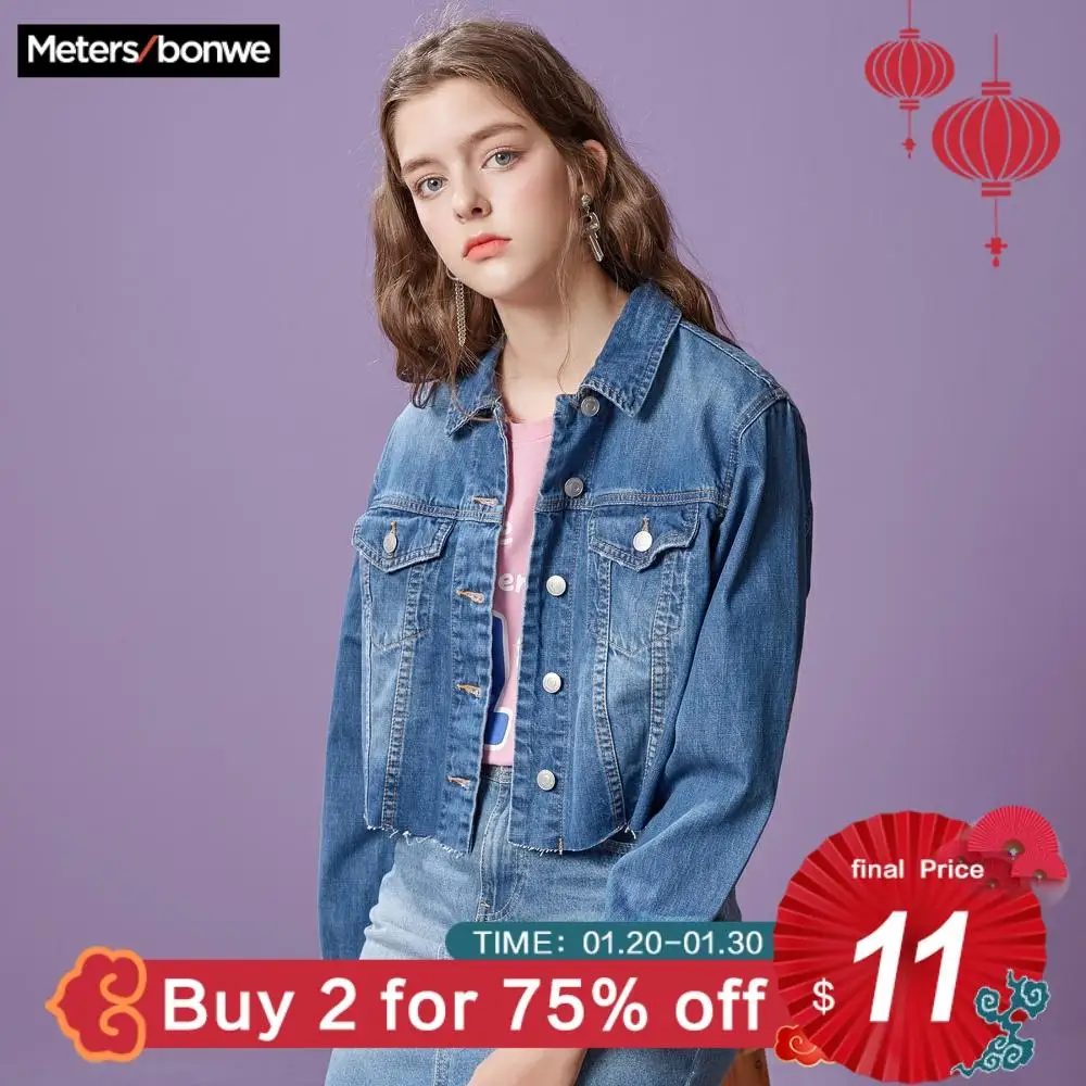 amazing  Metersbonwe brand ladies denim jacket spring new short coat with trendy bf top