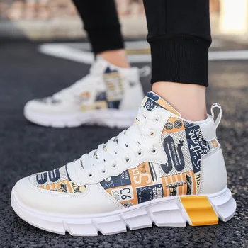 

Men's shoes 2020 autumn and winter new graffiti fashion personality trend casual shoes platform outdoor sports shoes running sho
