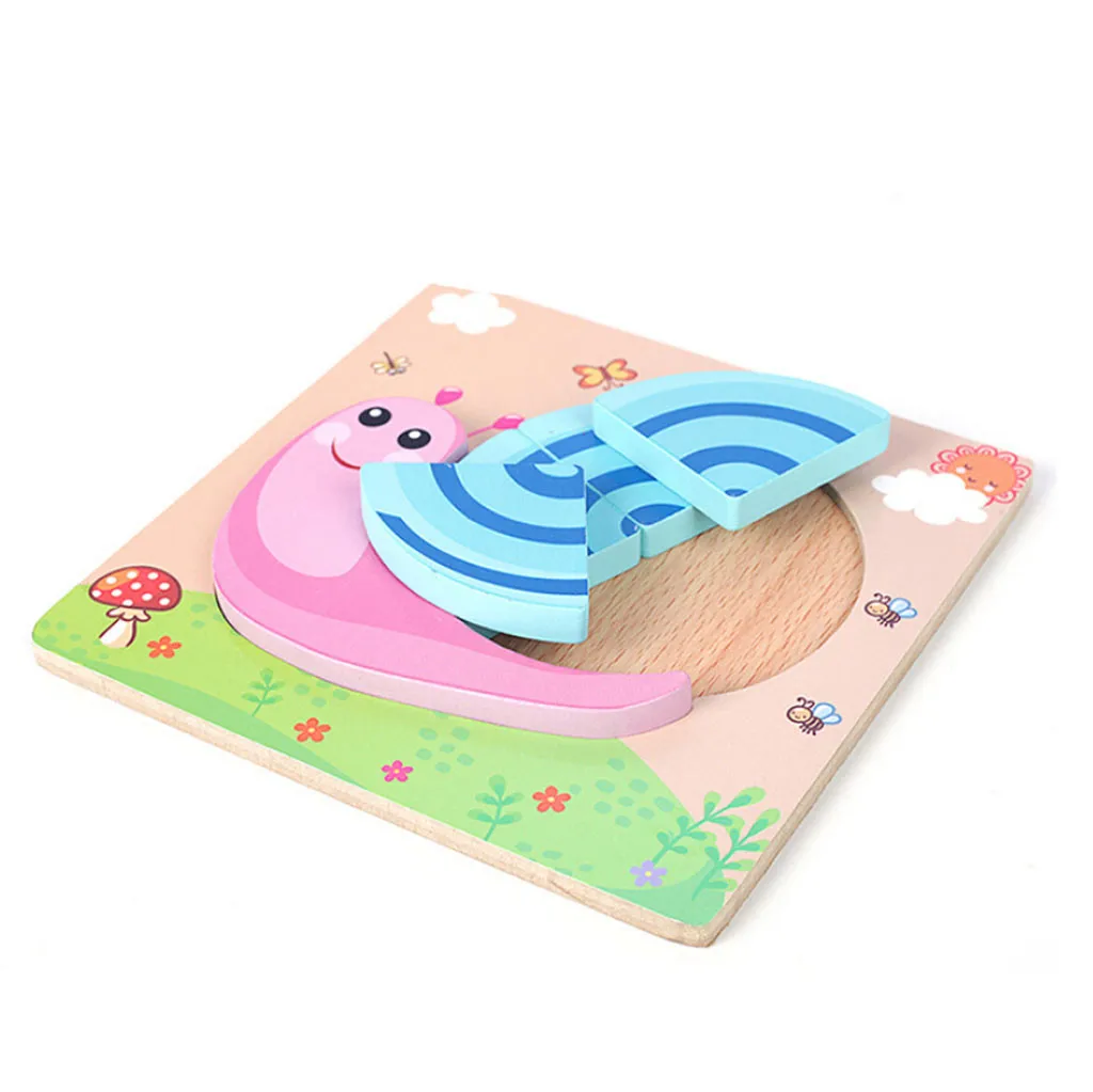 Early Educational Learning Wooden Puzzle Cartoon animal Manually Assemble Toy Games Jigsaw Baby Early funny gadgets #B