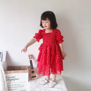 

Summer Girls Chiffon Dresses Fashion Kids white Dot Dress for Girl Princess Clothing Baby girl red dress 3 4 5 6 8 10 11 12Years