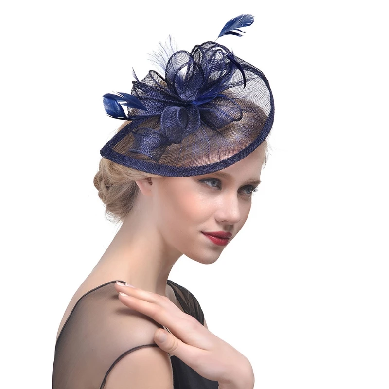 Women Wedding Hat Fascinator Feather Mesh Party Cocktail Headdress Hair Clip New 634D